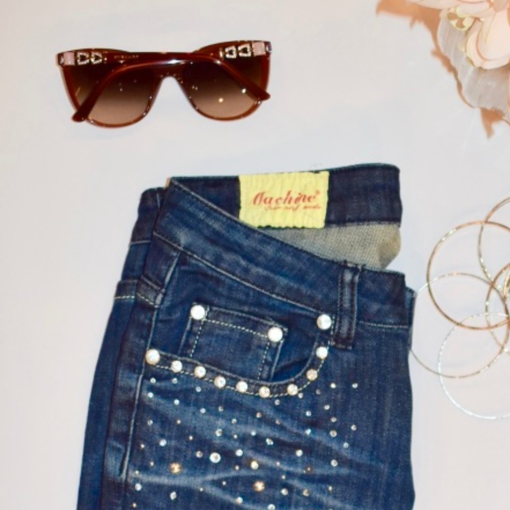 Machine Rhinestone/Ripped Jeans Size 27 - Picture 3 of 8